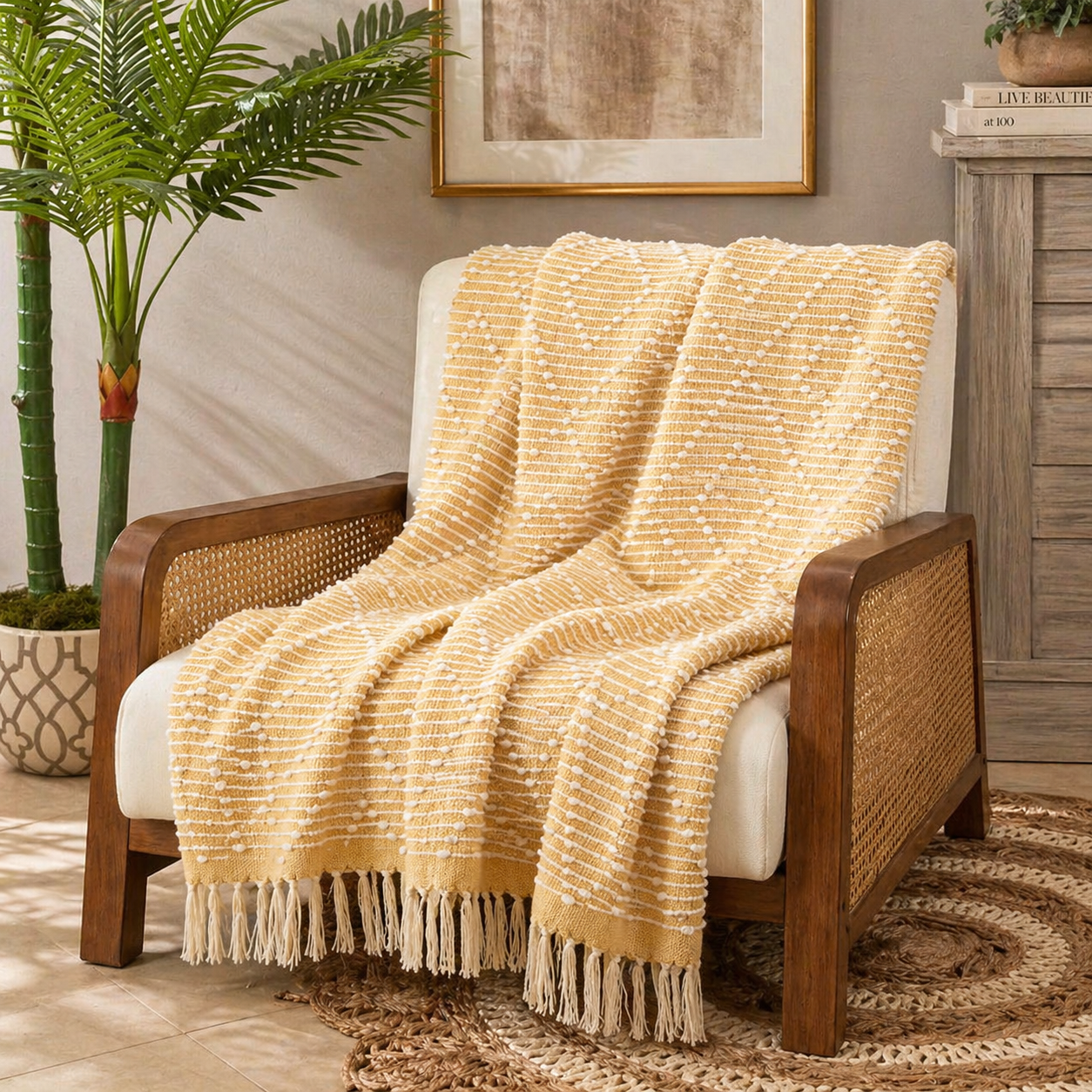 Yellow Diamond Woven 50x60 Throw Blanket