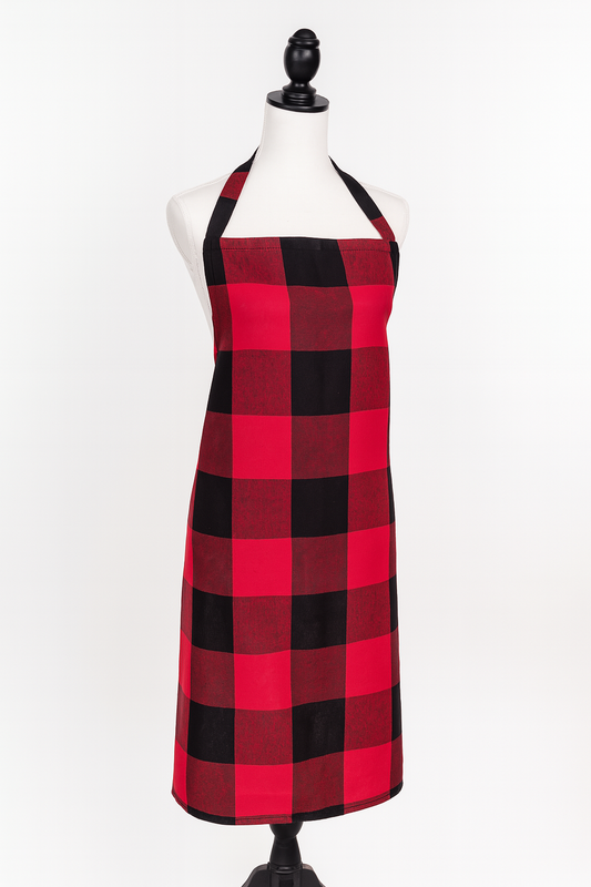 9025 - Red & Black Buffalo Plaid Cotton Full-size Apron