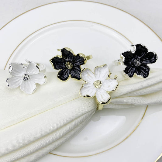 NR0152 - Enameled Flower Metal Napkin Ring Holder
