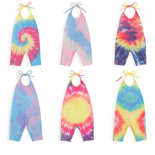Tie-Dye Colorful Halter Girl Overall Harem Jumpsuit