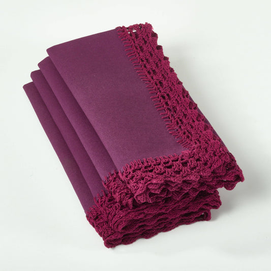 334 - Purple Crochet Lace 18" Cloth Napkin