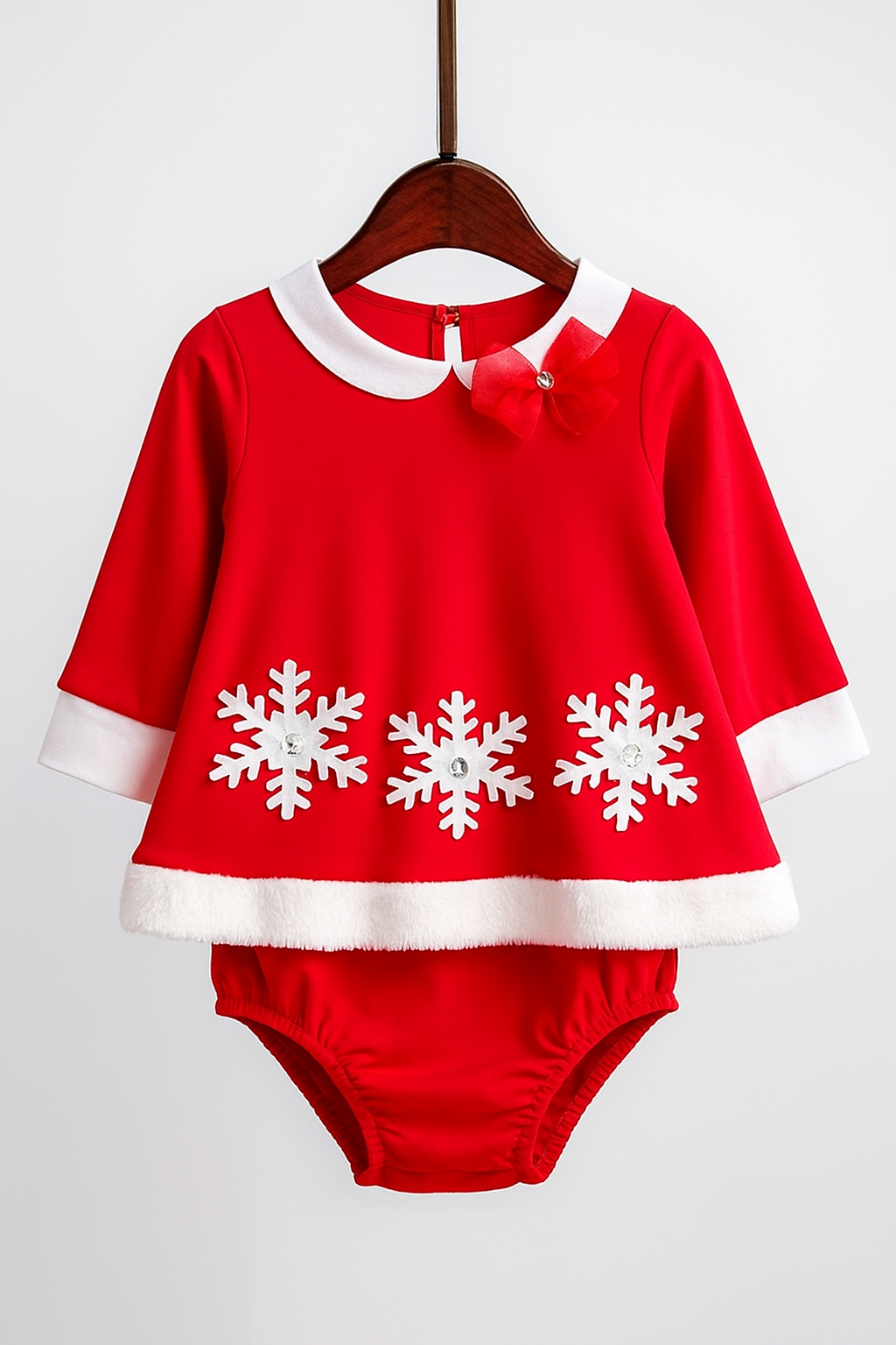Red White Snowflake  2-Piece Baby Girl Holiday Costume
