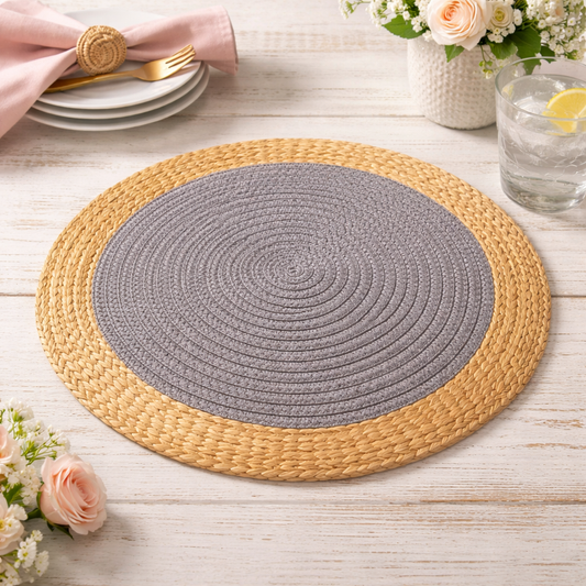 Slate Natural Rattan Cotton Braided Rope Placemat