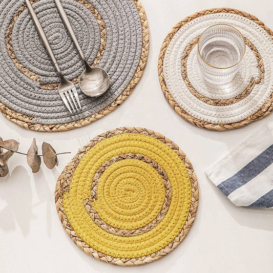 Hand-Woven Heat Resistant Rattan Cotton Rope Placemat