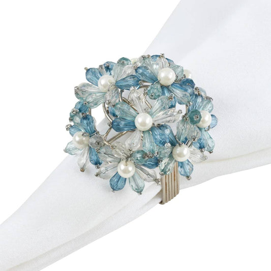 NR0154 - Aqua Hand Beaded Napkin Ring