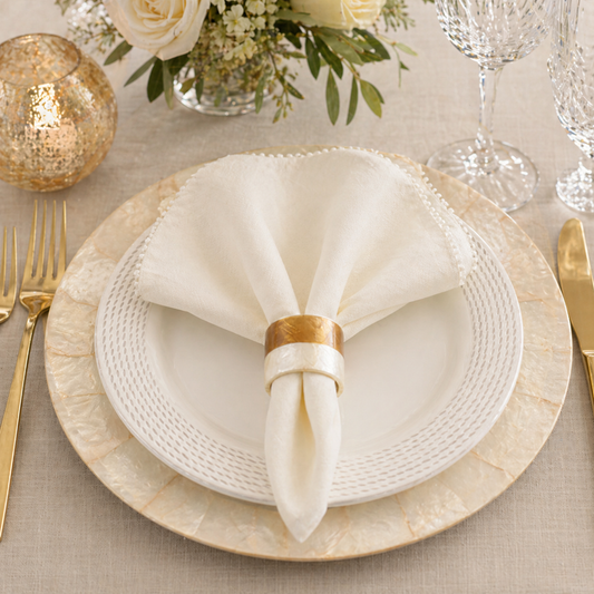 Gold and White Capiz Napkin Ring