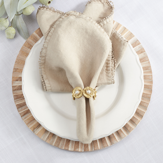 NR272 - Pearl Bead Ivory Napkin Ring
