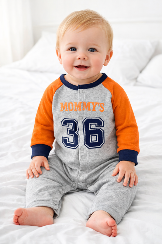 Orange Stripe Baseball Baby Romper