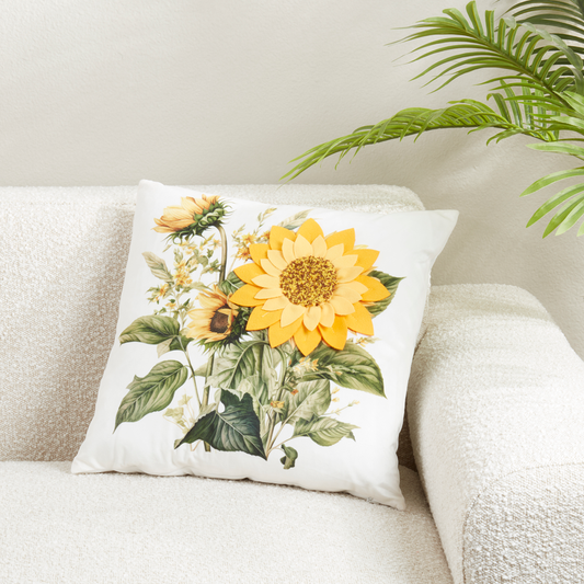 1274 - Felt Applique Sunflower 18" Throw Pillow