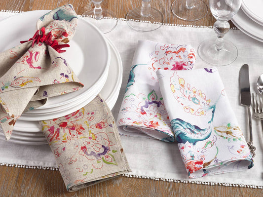 13010 - Floral Pure Linen 20" Dinner Napkin