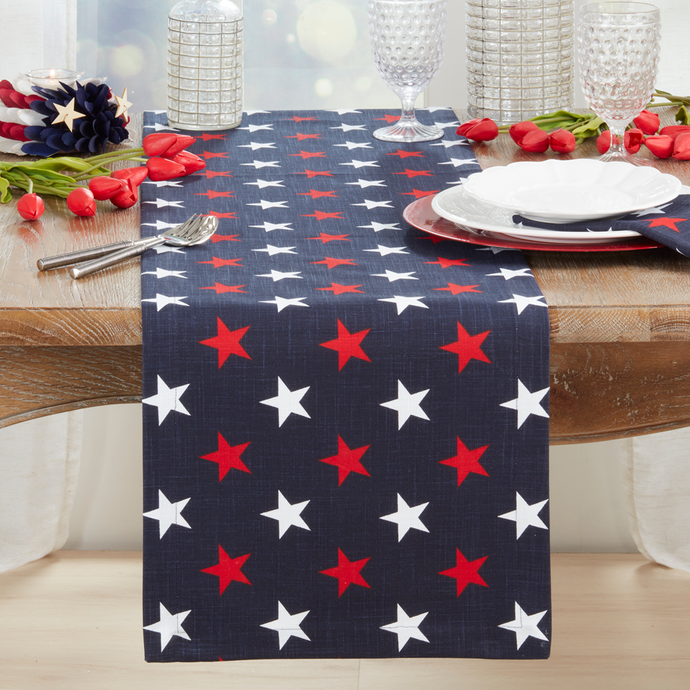 7671 - Navy Americana Stars Cotton Table Runner