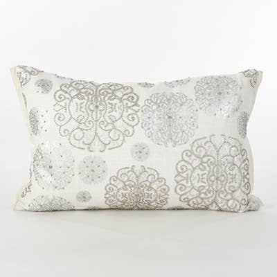 5881 - Hand Beaded 14"X22" Throw Pillow