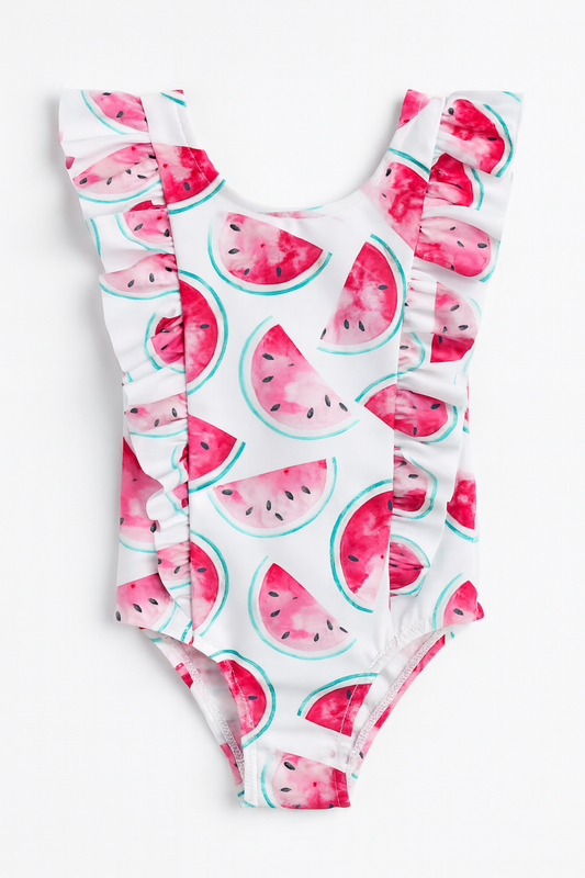 Watermelon Ruffle 1-Piece Girl Swimsuit