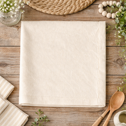 Ivory Solid Linen-Cotton 20" Dinner Napkin