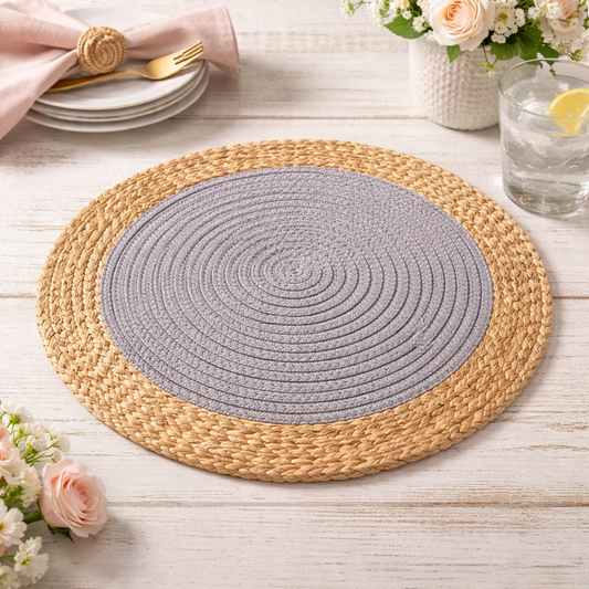 Gray Natural Rattan Cotton Braided Rope Placemat