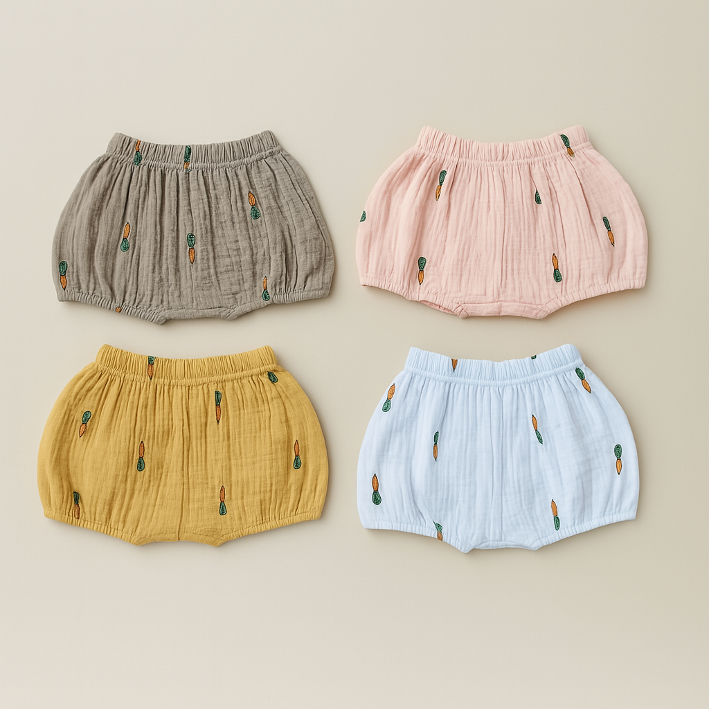 Carrot Crinkle Jersey Cotton Baby Girl Bubble Shorts
