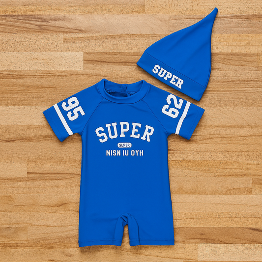 Blue Super Striped 2-Piece Boy Swimwear Set