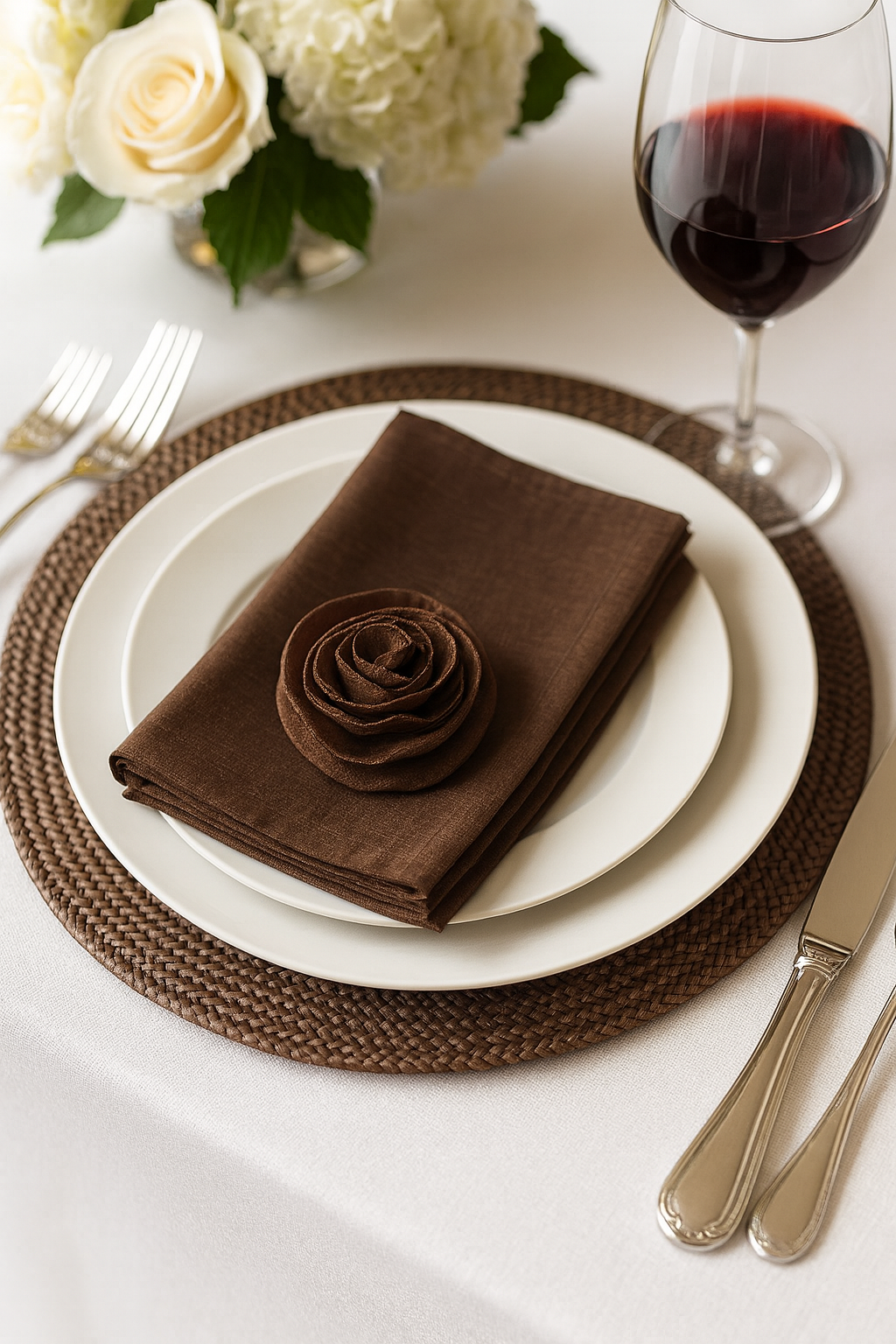 1951 - 3D Hayley Rose Brown 20" Dinner Napkin