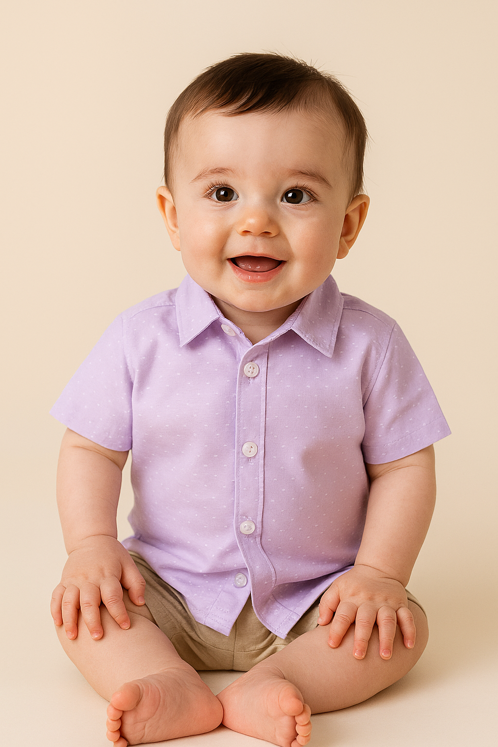 Purple Floral Boy Cotton Button-Down Shirt - Sizes 6M-5T