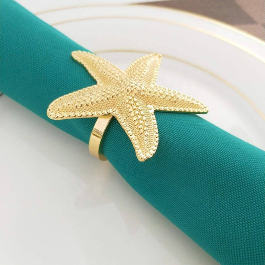 NR0116 - Gold Coastal Starfish Metal Napkin Ring Holder