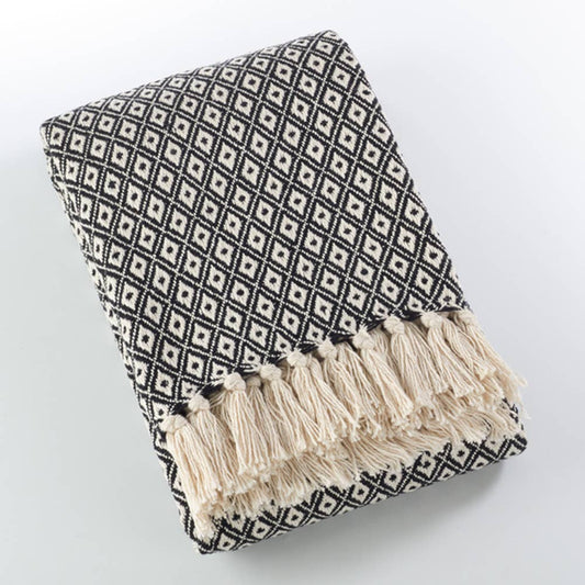 TH263 - Diamond Weave Soft Cotton Throw Blanket