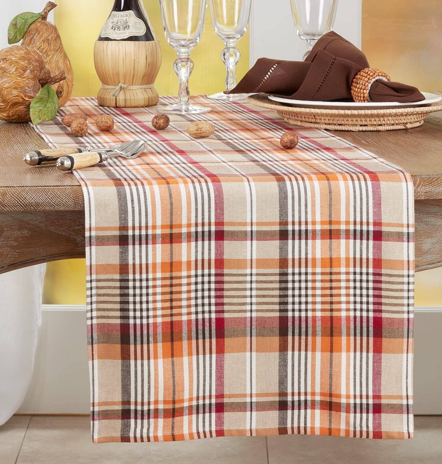 572 - Harvest Tartan Cotton Table Runner – 16" x 90"