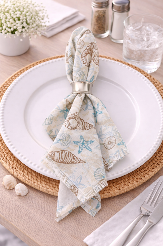 Beach House Shell & Starfish 20" Cotton Napkin