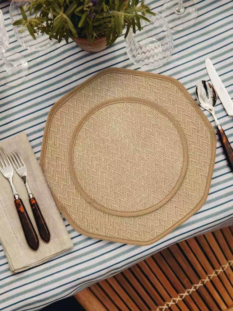 PM0056 - 13" Woven Round Octagonal Shape Placemat - Natural