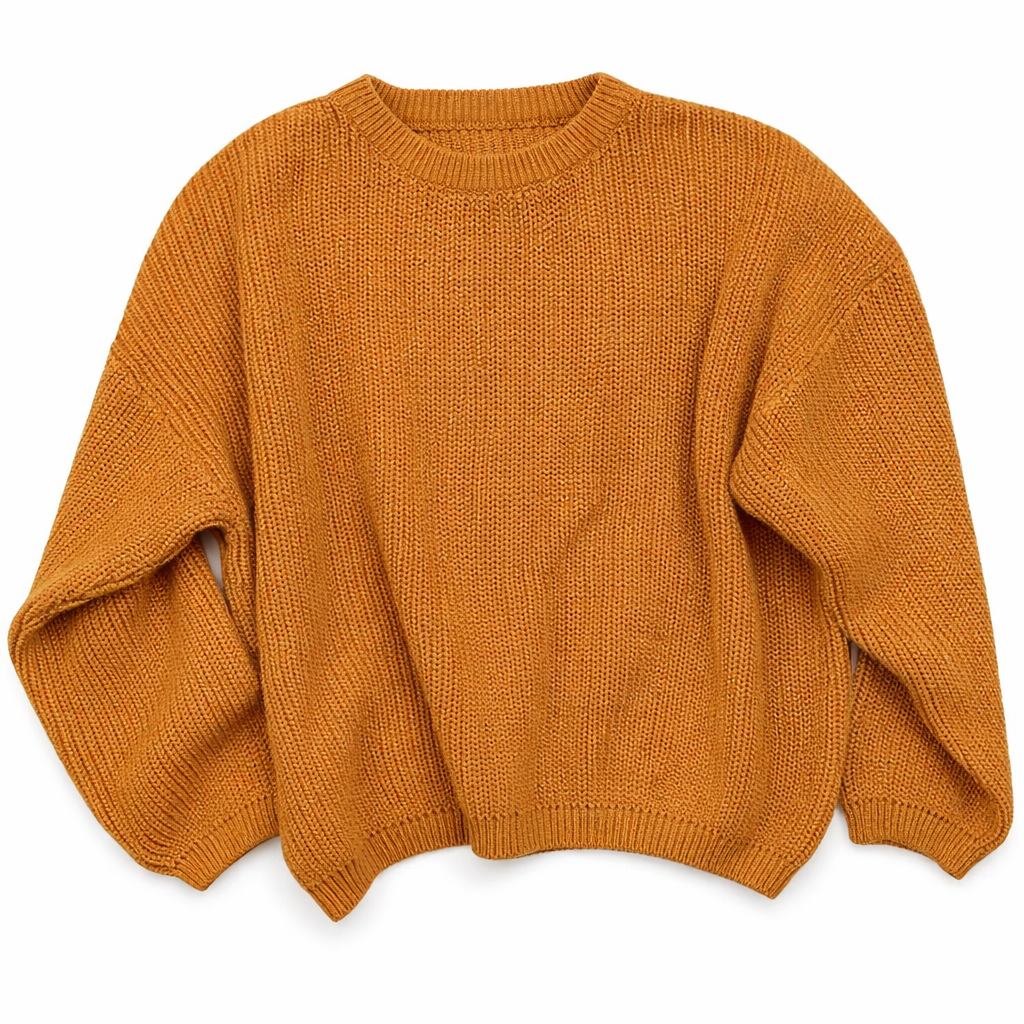 Mustard Knit Crewneck Solid Toddler Pullover Sweater