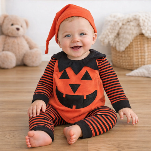 Orange Pumpkin 3-Piece Baby Halloween Costume Outfit