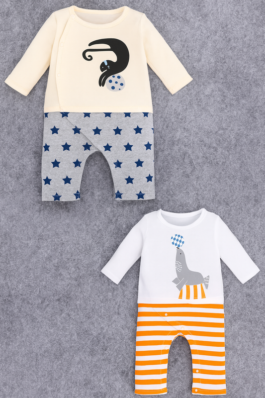 Animal Graphic Cotton Baby Romper