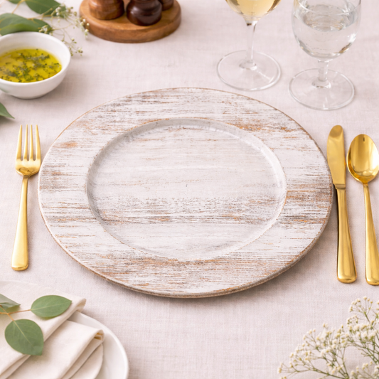 Rustic White Faux Wood 13" Charger Plate