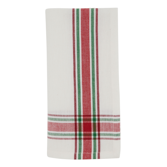 1783 - Red-Green Stripe Festive Cotton 20" Cloth Napkin