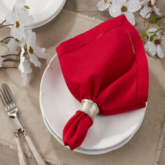 6301 - Red Hemstitched Cloth Napkin
