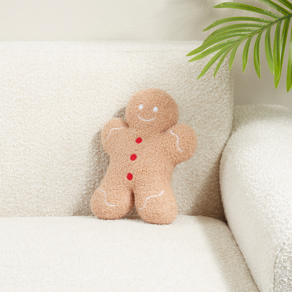 8010 - Brown Gingerbread Man Filled Throw Pillow