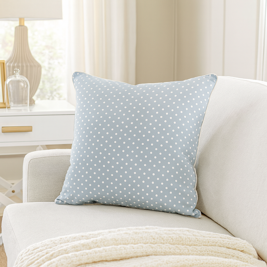 92013 - Grey_Blue Dotted Linen Blend Down Filled Throw Pillow