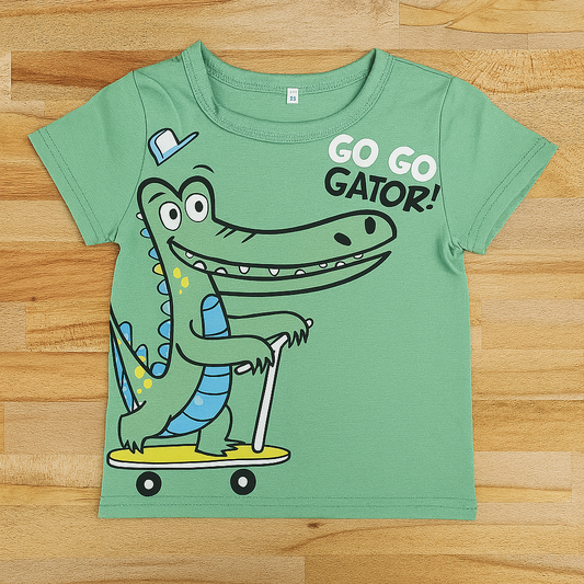 Green Aligator Graphic Boy T-Shirt