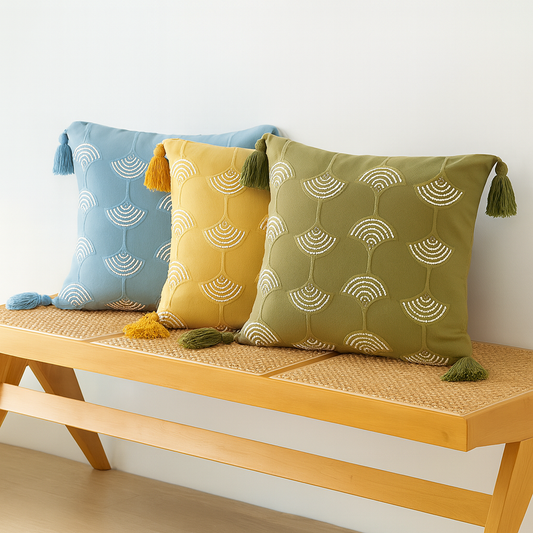 PLW0156 - Hand-Beaded Embroidered Ginkgo Leaf Throw Pillow