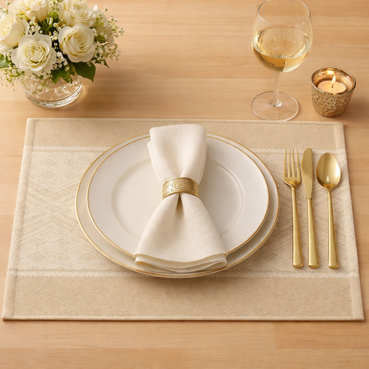 Khaki Diamond Pattern Cotton Blend 14"x20" Placemat