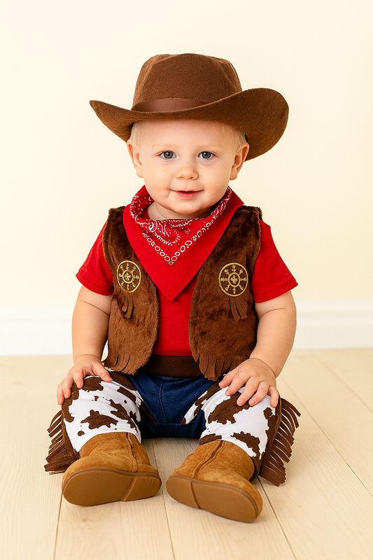 Cowboy 4-Piece  Brown Toddler Costume Outfit