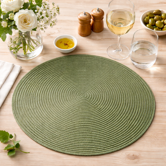 Green Woven Round 14" Round Placemat