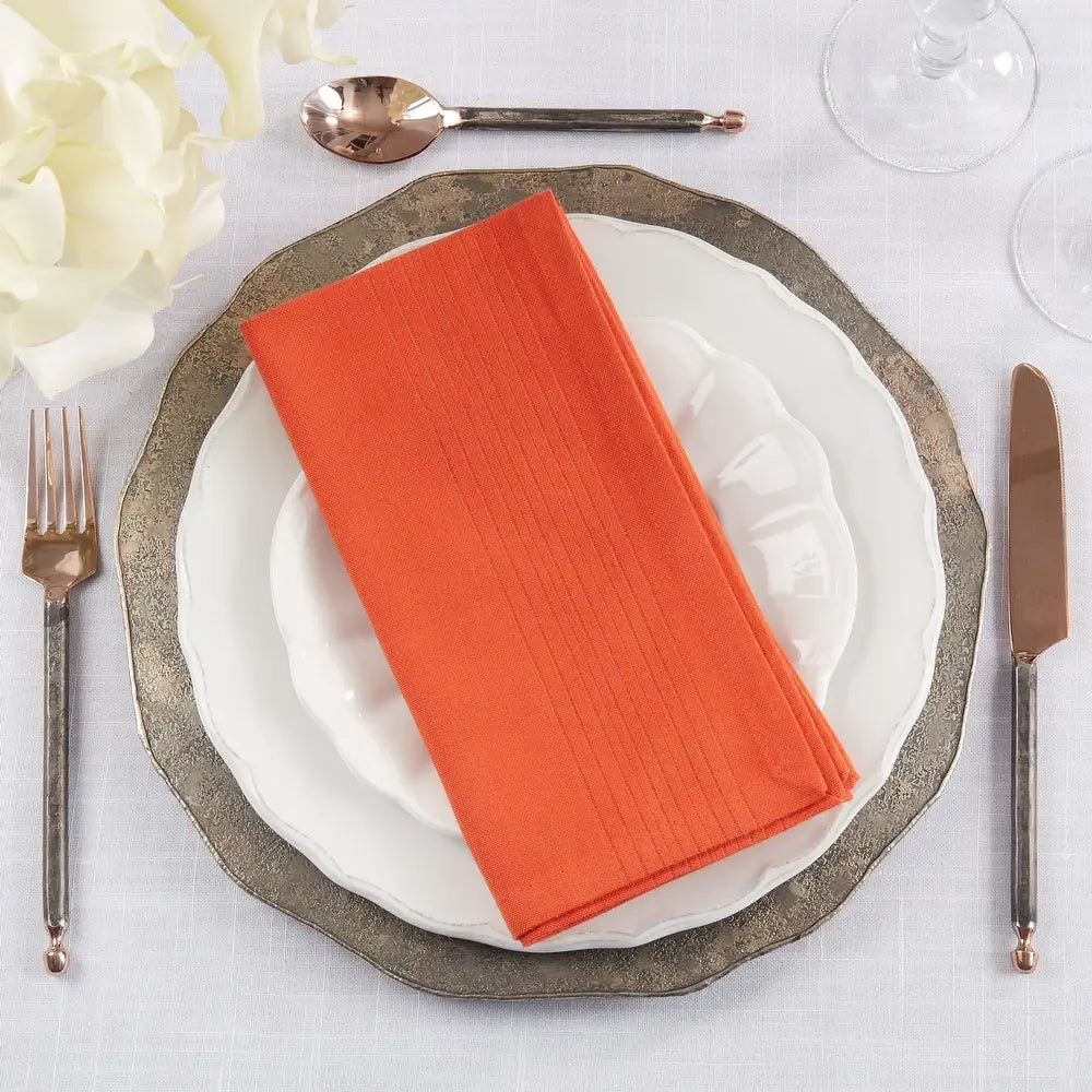 3390 - Orange Shimmer Stripe Cotton Lurex 20" Dinner Napkin