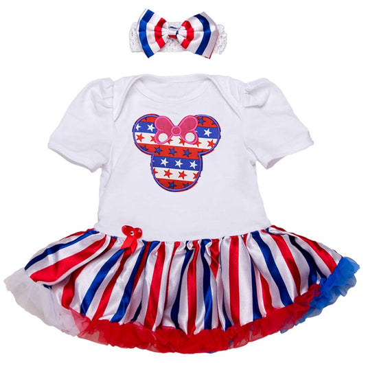 American Flag Baby Romper Dress and Headband