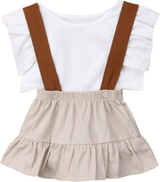Beige and White 2-Piece Baby Clothing Set