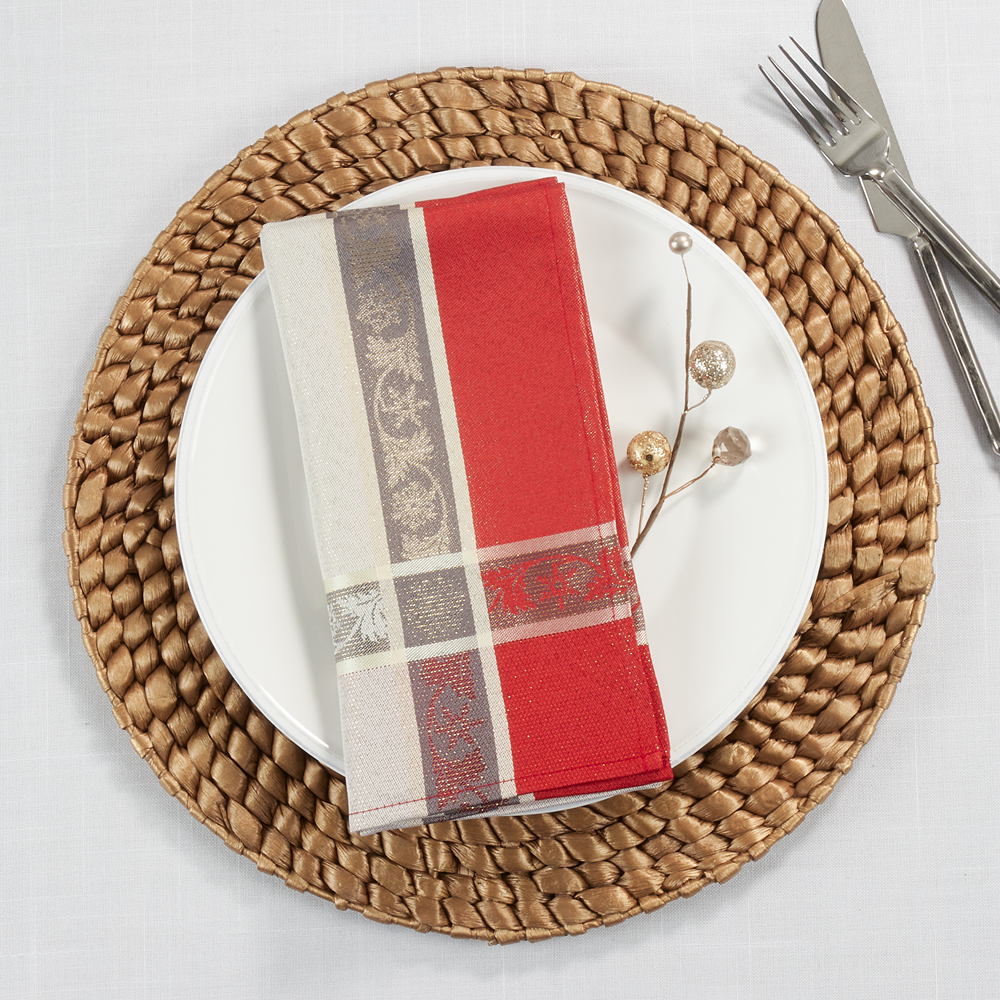 2487 - Red Multi Jacquard Festive 20" Cloth Napkin