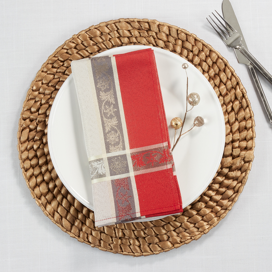 2487 - Red Multi Jacquard Festive 20" Cloth Napkin