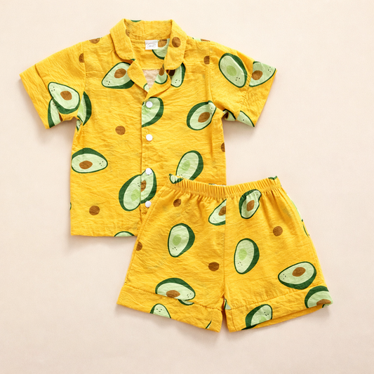 Yellow Avocado Print 2-Piece Little Boy Outfit