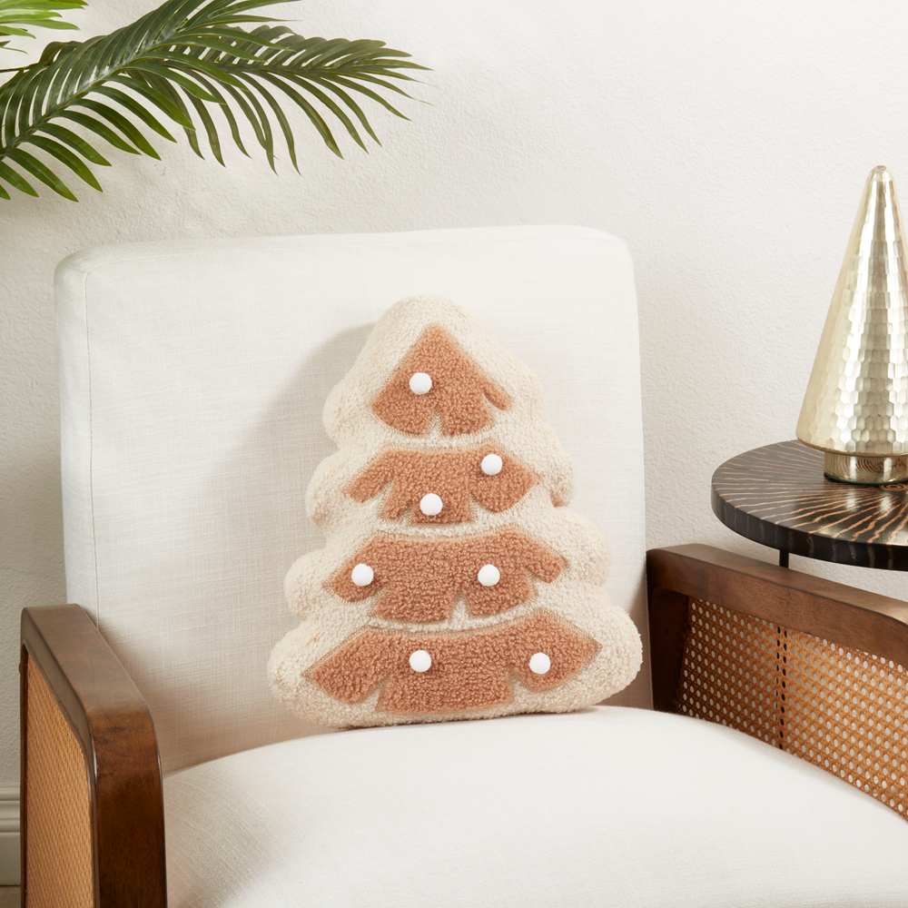 8100 - Natural Ivory Christmas Tree Shaped Filled Throw Pillow