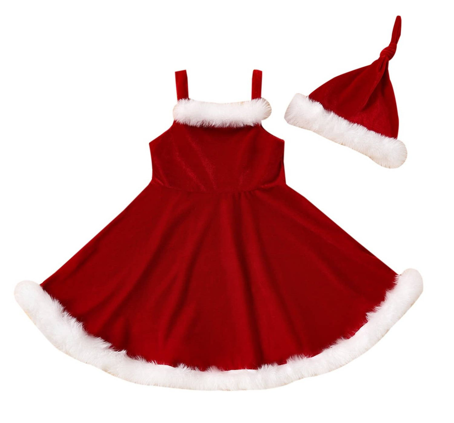 Red Velvet Santa Girl Dress & Hat