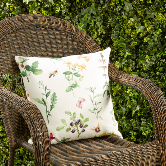 7890 - Bumble Bee Flora Outdoor 18" Filled Throw Pillow